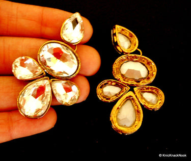 1 x Crystal Applique, Crystal Cabochon, Gold Applique - 140316A2